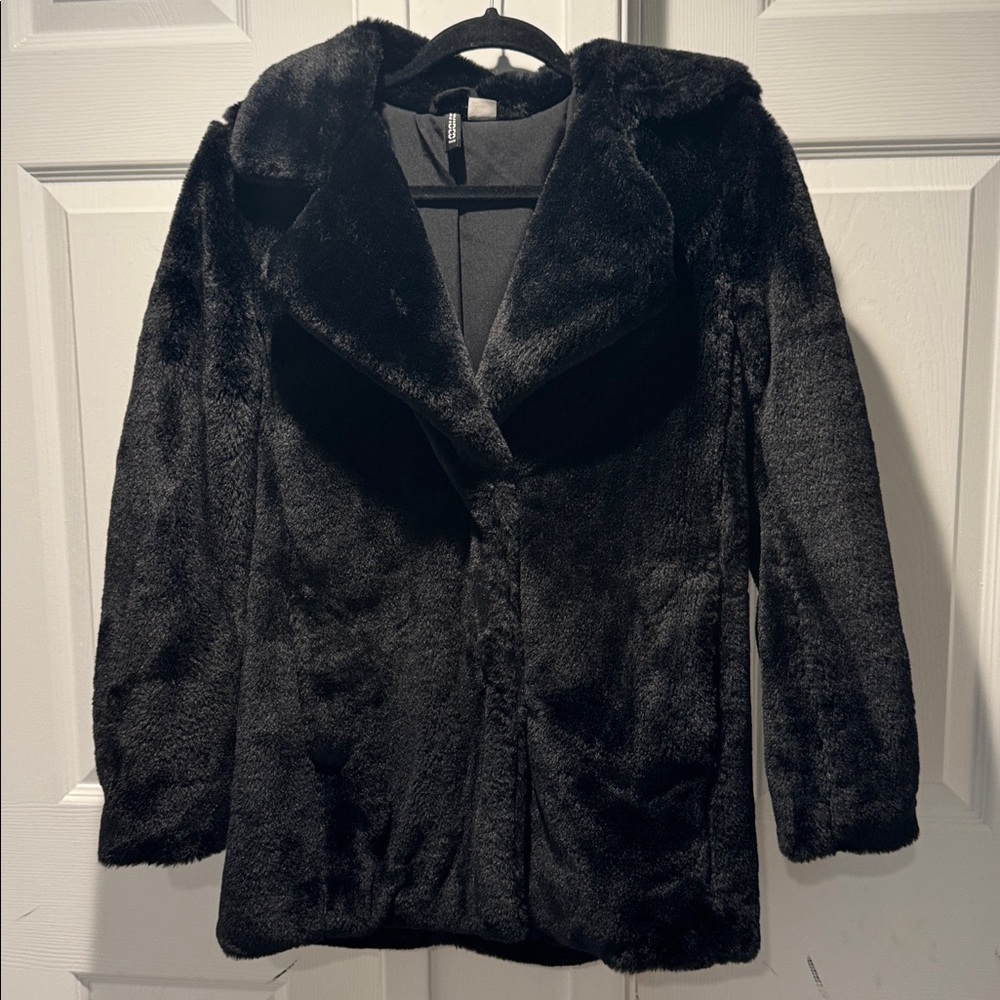 H&M Black Faux Fur Jacket